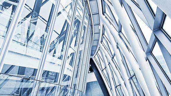 Modern building with white architectural designs