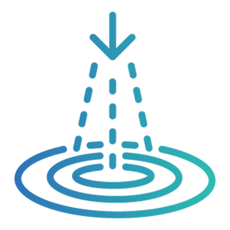 Blue line-illustration of a flame within a shield