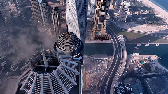 Bird's eye view of Dubai city