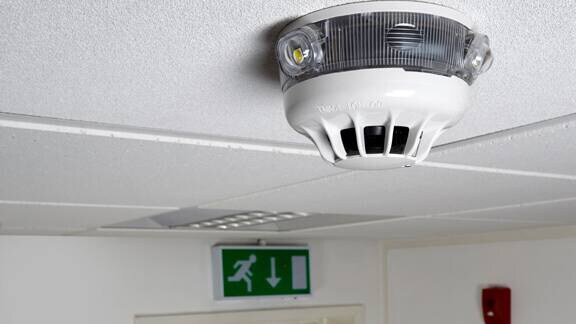 Smoke detector mounted on a ceiling