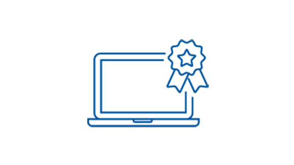 Icon image of a laptop with a medal