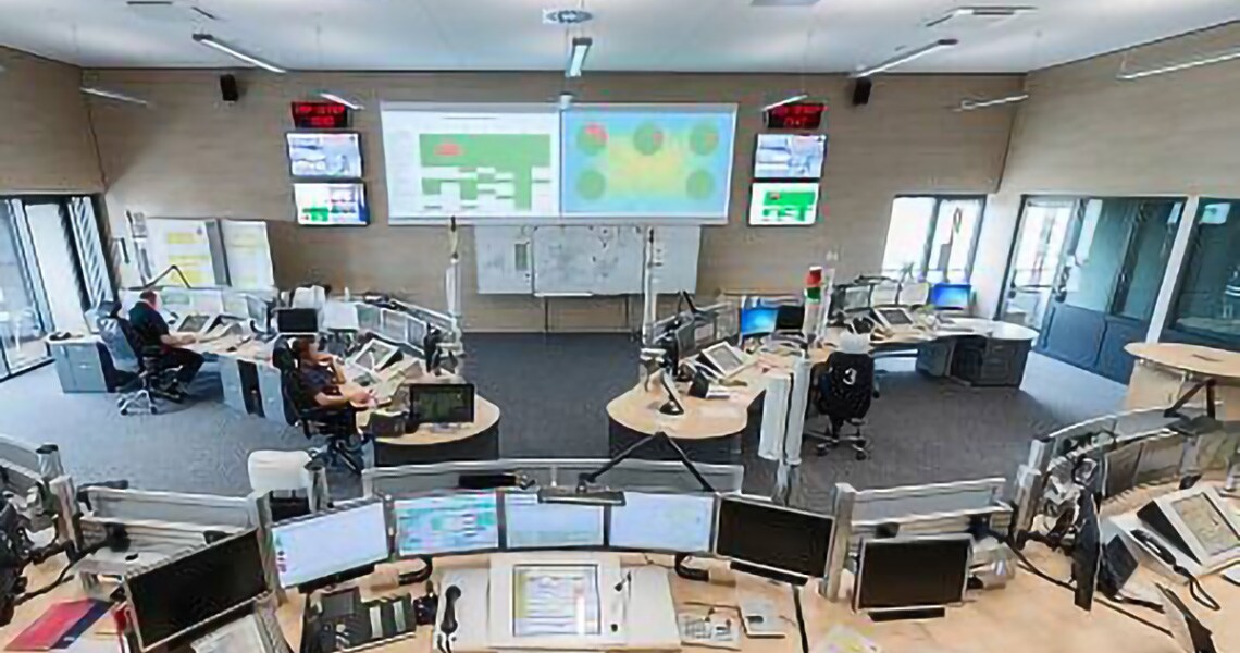 Interior of a control room at day-time