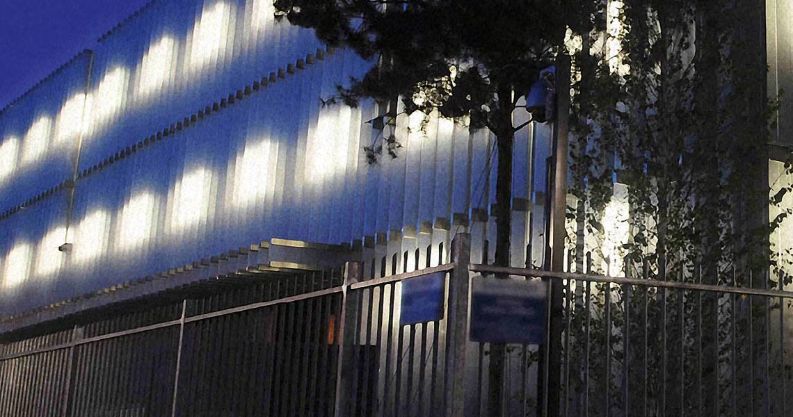 Exterior of a commercial building during night-time