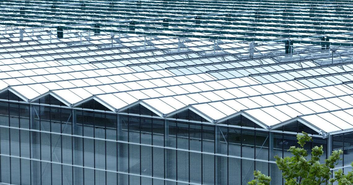 Solar panels installed on the roof of a commercial space