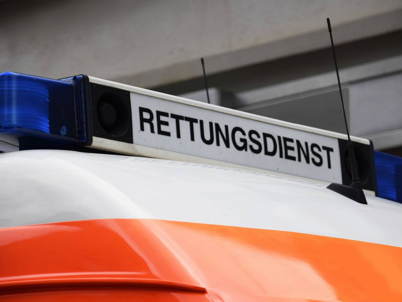 Close-up of the bar lights of a German rescue service ambulance