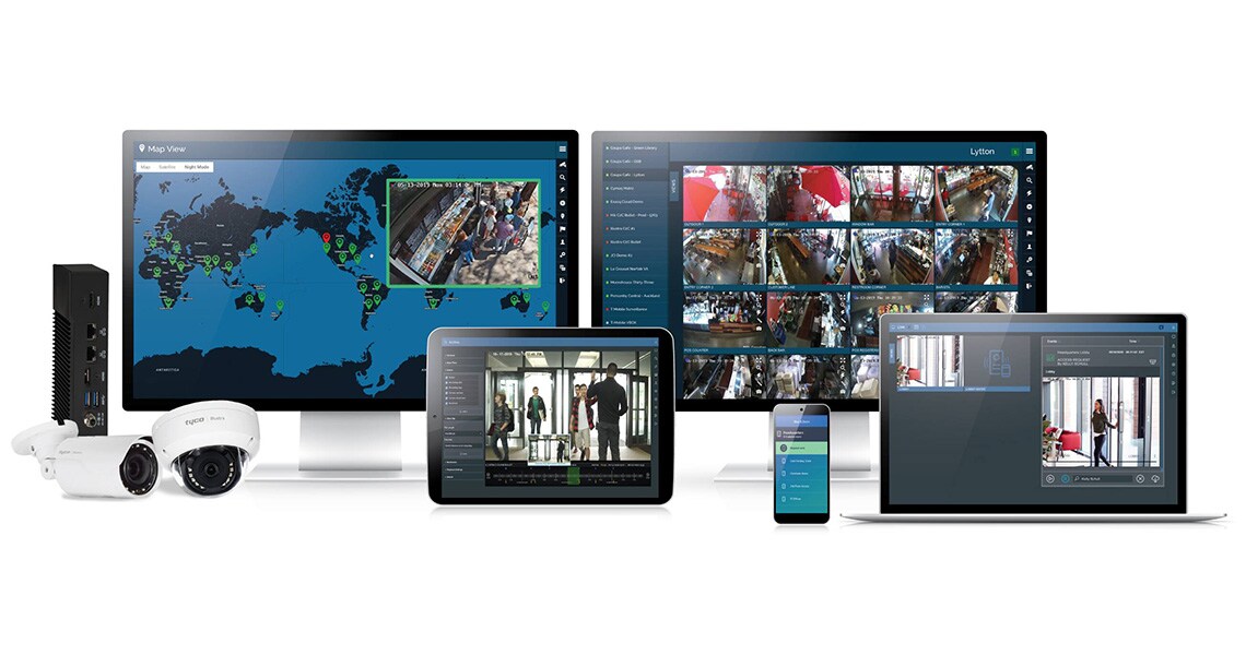 Group of devices displaying the Cloudvue app