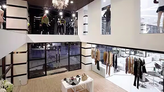 Interior view of a clothing store